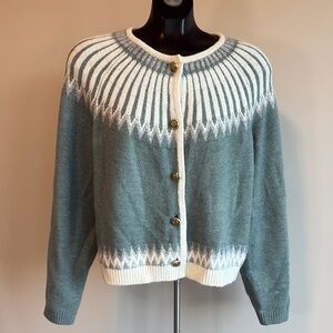 Ricki's Green and White Cardigan Sweater